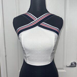 A’GACI White Nautical Crisscross Top – Size Small